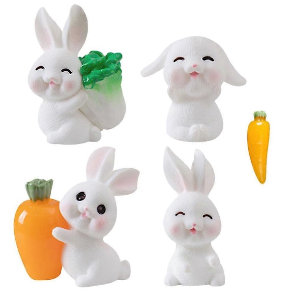 1 Sett Små Kaninfigurer Påskeharepynt DIY Mikrolandskapsornament