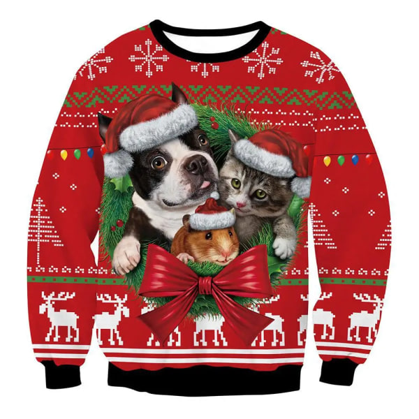 Män Kvinnor Ful jultröja Rolig Humping Ren Tacky Jultröjor Toppar Par Semesterfest Xmas Sweatshirt 3D Style 1 L