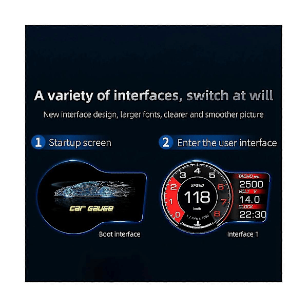 Obd2 Eobd Funkt LCD-display Obd+gps Hud Bildator Bil - Mätare För Alla Bilar