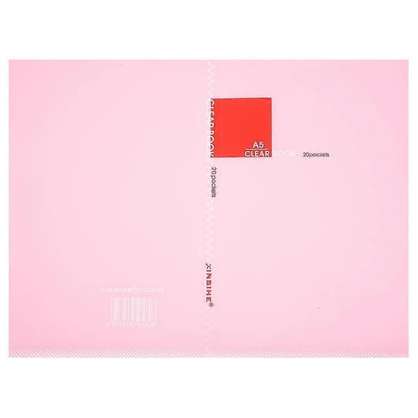 Plast A5 Papirmappe med 20 Lommer, Rosa