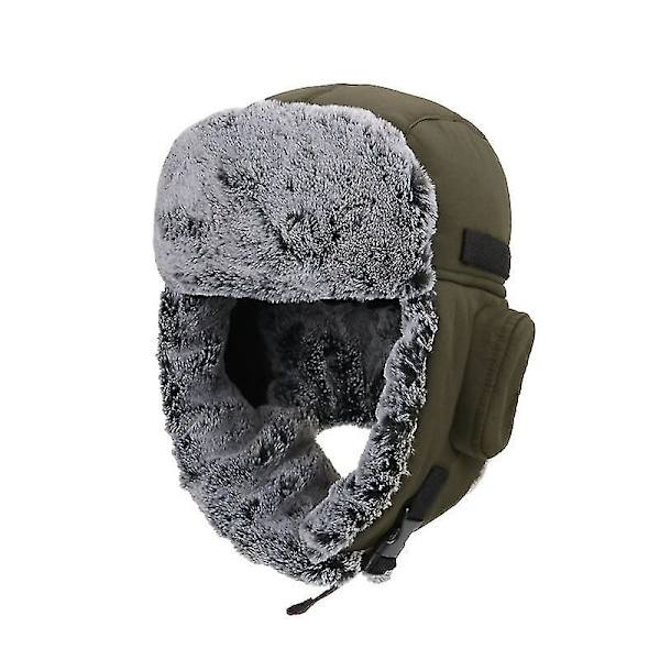 Vinternyhet Herrtrend Lei Feng Hatt Dam Plysch Förtjockning Varmt Öronskydd Utomhusarbete Vandring Ridning Kall Skidpassning Dark Grey