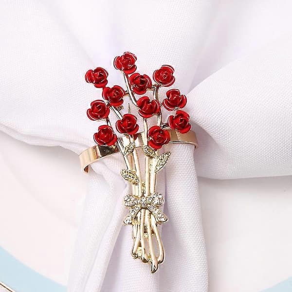 6 stk. Valentinsdag Serie Blomster Servietknap Servietring Servietring