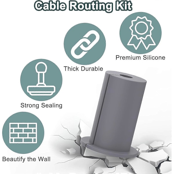 Vegggjennomføring for Starlink Dishy Ethernet-kabel, Starlink Kabelgjennomføringssett for 1\" Vegghull, Gummi Starlink Tilbehør grey 2pcs