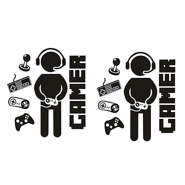 2x Gamer-dekaler för pojkars rum Kreativa spelväggsdekaler för barnkammare Pojkars sovrum Lekrum Vägg D