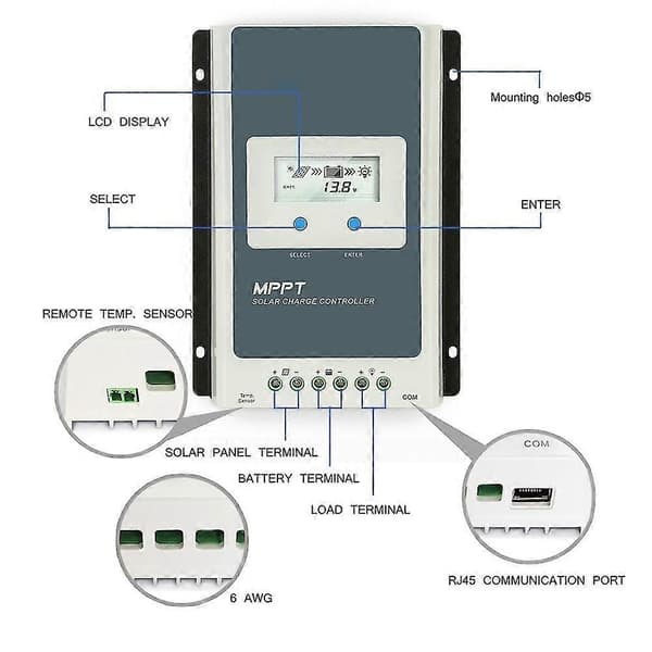 MPPT Solcelle Oplader Controller 40a 30a 20a 10a LCD 12v24v Auto Regulador Til Blysyre Lithium Batteri