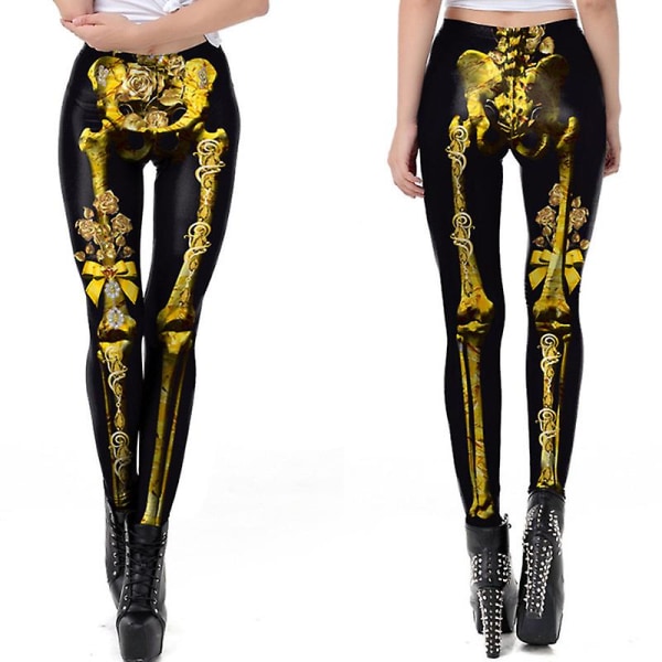 Halloween Leggings för kvinnor Roliga grafiska stretchiga byxor style 4 L