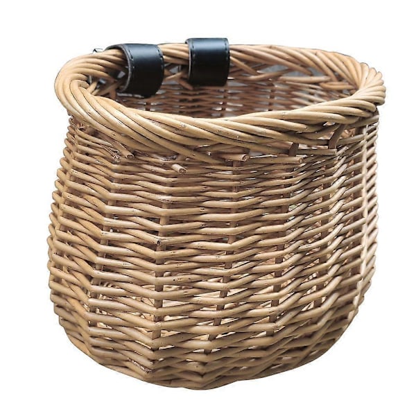 1 st Vävd Korg Cykel Främre Rottingkorg Vide Fiskekorg för Barncykel (Träfärg)