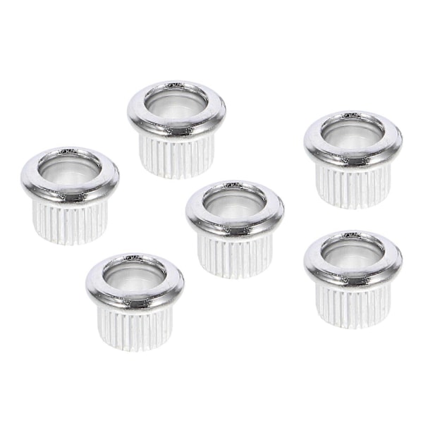 6 kpl Vintage-kitaran viritystappien virittimen koneiston päiden muunnosholkit Adapteri Ferrulet Ulkohalkaisija 8 mm Sisähalkaisija 6 mm GC901 (Hopea)