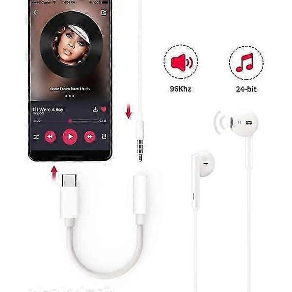 iPhone 15 USB-C til 3,5 mm adapter - HVID