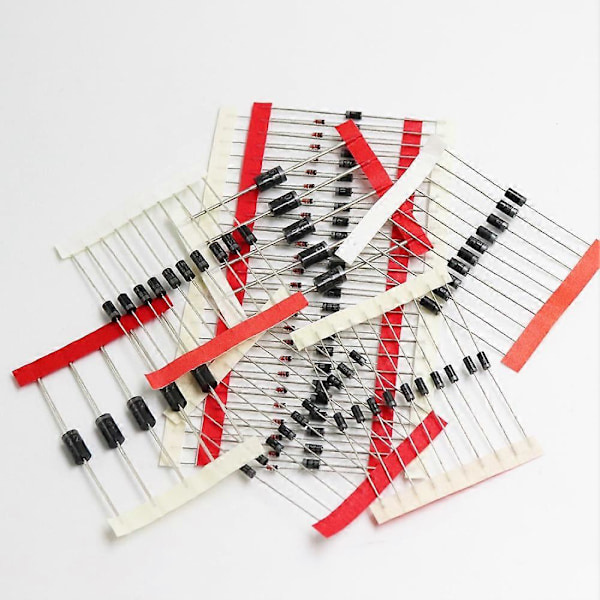 100 stk. 1N4148 1N4007 1N5819 1N5399 1N5408 1N5822 FR107 8 Verdier Diode Sortiment