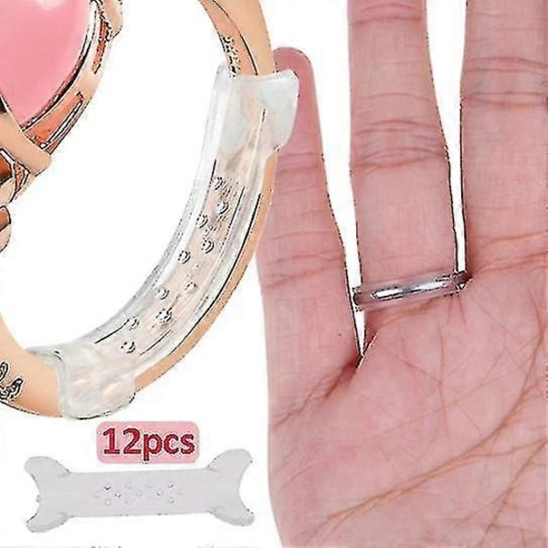 12st/set Osynlig Klar Ringstorleksjusterare För Lösa Ringar / Transparent Ringförminskare Med 2-10mm Storlekar / Högkvalitativ Smyckespassformsreducerare (Ruipe