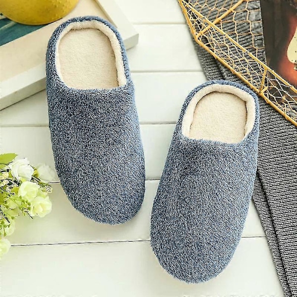 Gradient vinter inomhus damtofflor hus plysch mjuka varma bomullstofflor halkfria golvskor hem herr fluffiga tofflor sovrum C-navy 42-43