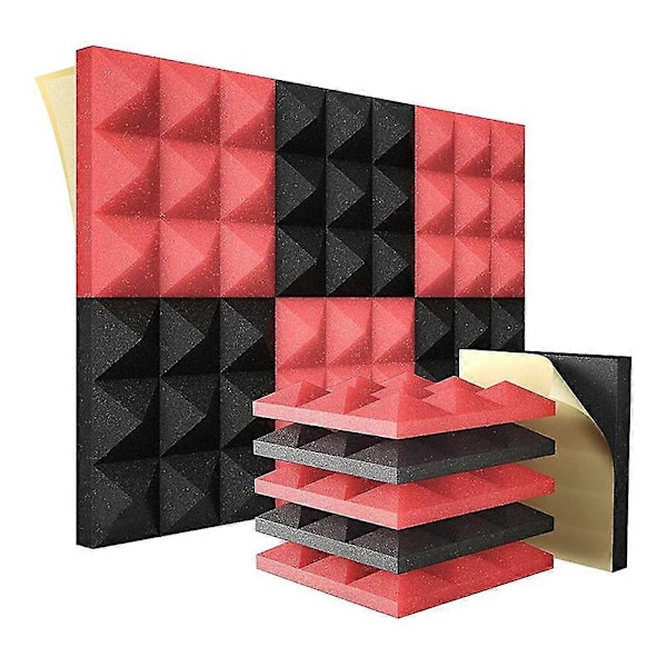 12 st Självhäftande Akustikpaneler, Akustikskum Paneler Ljudabsorption Pyramid Studio Behandling
