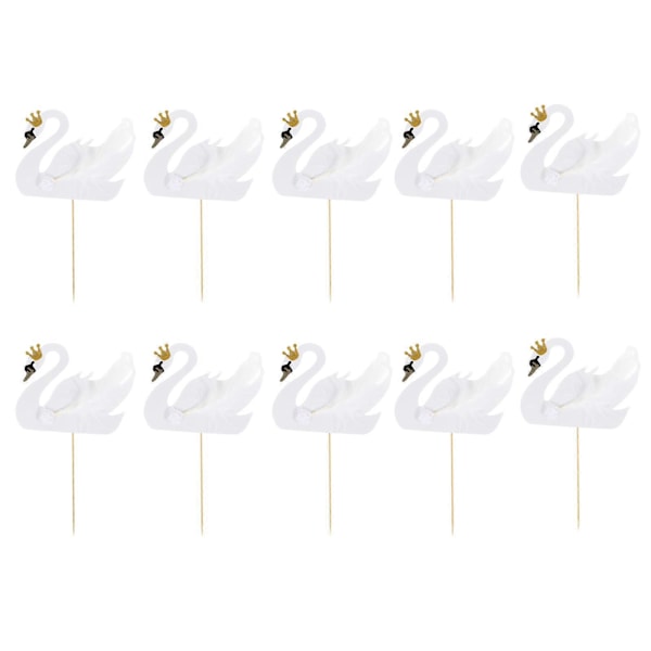 10 stk. Små Svanekake Topper Fest Bursdag Cupcake Dessert Toppers Dekorasjon