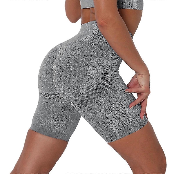 Saumattomat urheilushortsit naisille, korkea vyötärö, joogashortsit, fitness, slim, kuntosalileggingsit Gray XL