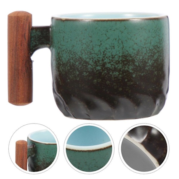 Mugg med trähandtag Vattenmugg Hushållsvattenkopp Kaffemugg Presentkopp Tekopp
