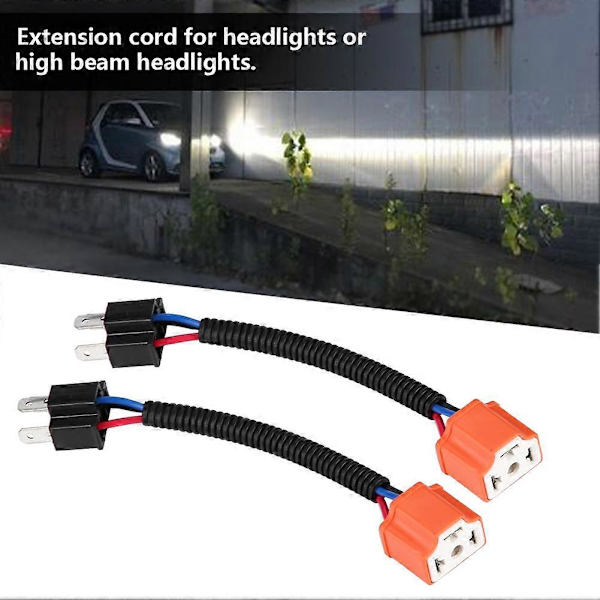 2 stk. H4/9003/HB2 Keramisk Stikforbindelse Forlængerledningsnet Stik Adapter