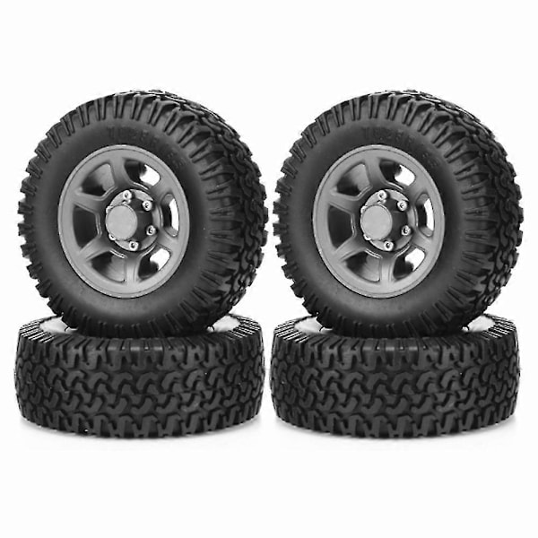 4 stk. 76mm 1.55 Metall Beadlock Felg Gummidekk For 1/10 Rc Crawler Bil Axial Yeti Jr Rc4wd D90