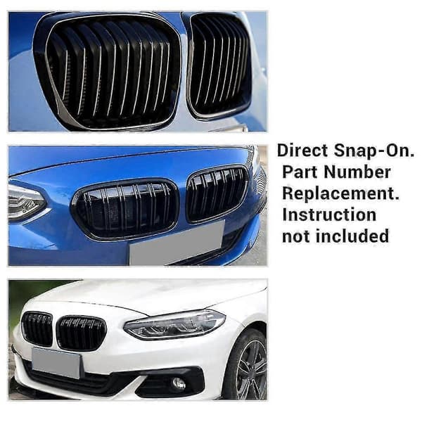 Blank Sort Dobbelt Lamel Front Nyre Grill Udskiftning Til E81 E87 E82 E88 120i 128i 130i 13