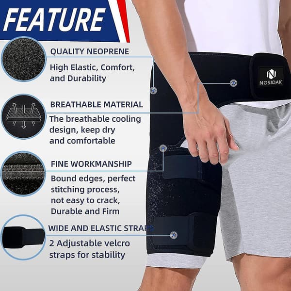 Höftstöd för ischias smärtlindring Hamstring Kompressionsärm Grenstöd Si Bälte Justerbart Stöd För Si Led, Ischiasnerv, Höftledsbyte, H