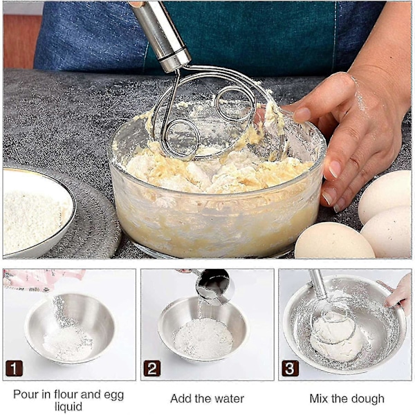 Dansk Degvisp, Premium Rostfritt Stål Holländsk Visp, Handmixer Artisan Blender För Bröd PizzaAA