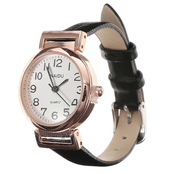 Dam Armbandsur Minimalistisk Quartz Klocka Modeklocka för Damer Flickor Svart