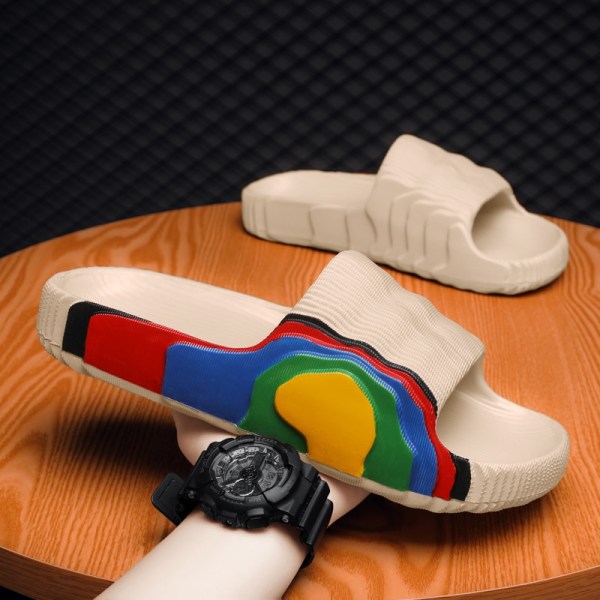 Tofflor herr ytterkläder sommar sport kokosnöt tramp känsla halkfria mjuka sulor flip-flops utomhus strand tjock sula sandal 2025beige 41-42