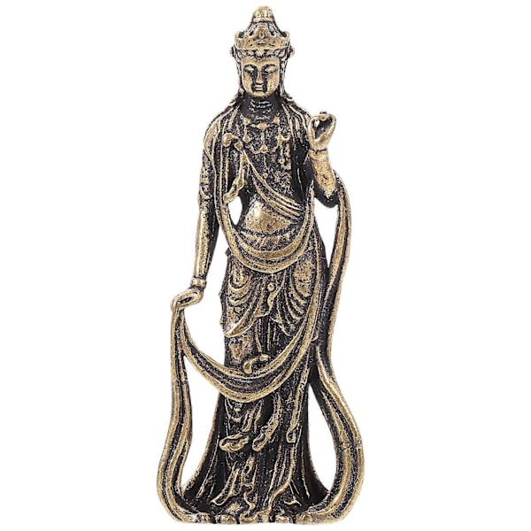 Bodhisattva-skrivebordsornament i messing, messinghåndverk, Bodhisattva-statue i messing, messingdekor
