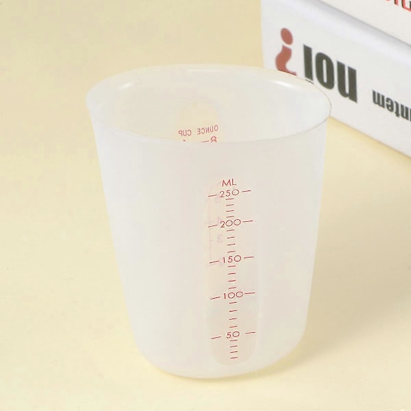 Silikon Mätkopp Synlig Halvtransparent Mätkopp Skala Mätkopp (250ML)