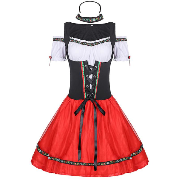 Klassisk bayersk Oktoberfest kostym Karneval Beerfest Krogklubbar Wench Cosplay Fancy festklänning Halloween Black XXL