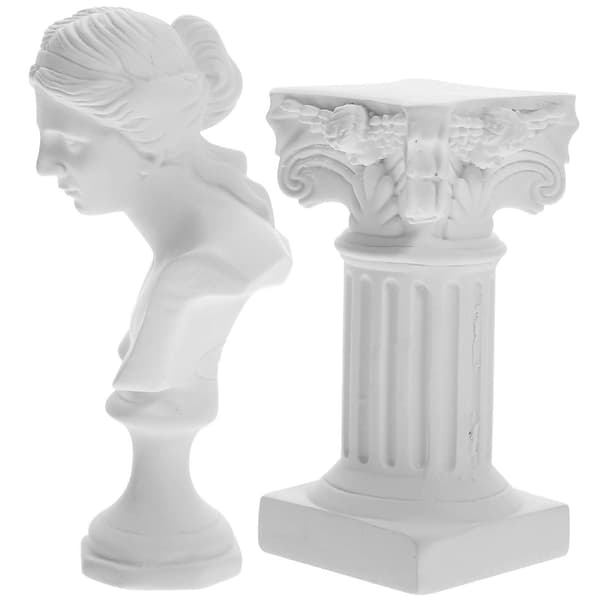 1 Sett Romersk Søyle Karakter Statue Gresk Statue Resin Skulptur Hjem Dekorasjon
