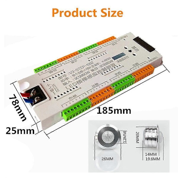 Trappe LED Bevegelsessensor Kontroller DC 12v 24v 32 Kanaler Innendørs Pir Nattlys Dimmer For Trapper
