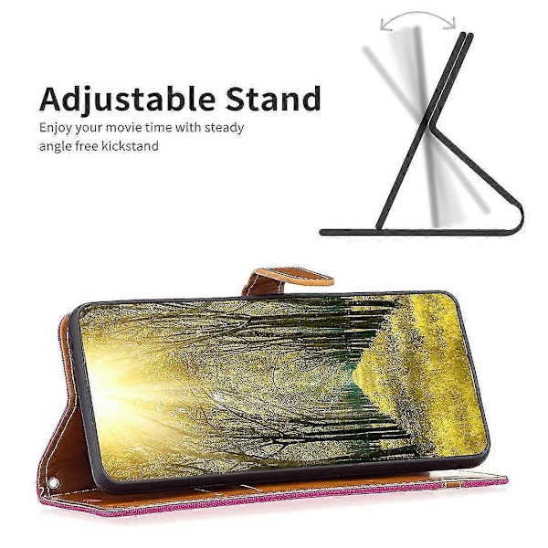 Til Samsung Galaxy S24 Ultra Etui Jeansstof Tegnebog Telefon Cover Pink Style C Samsung Galaxy S24 Ult