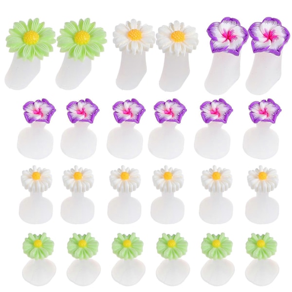 24 stk. Silikone Tåseparatorer Blomsterformede Tåspredere Manicure Tåstrækkere