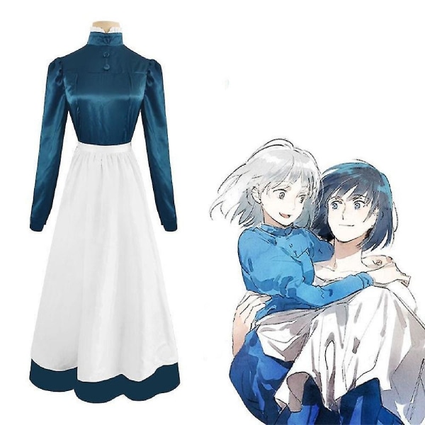 Snabb leverans Howl's Moving Castle Sophie Cosplay Kostymer Halloween Julfest Uniform Kostymer Female L