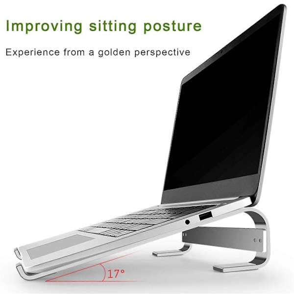 Laptopstand i aluminiumslegering, bærbar, hurtig varmeafledning, skridsikker silikone, hjemmekontor, skrivebordscomputer, stigerørsholder, pc-tilbehør