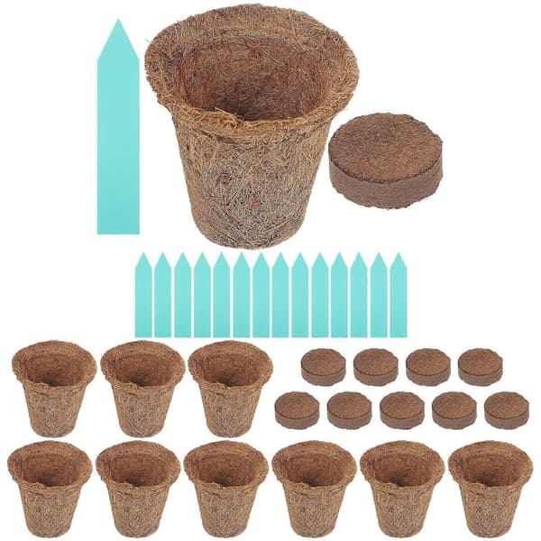 1 Set Kokosfiber Runda Växtkrukor Kokosfiber Planteringskrukor för Trädgårdsarbete
