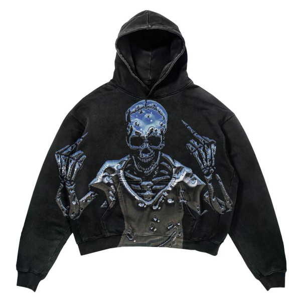 punkdesign print luvtröja harajuku streetwear y2 mode oversized hoodie hip hop gotisk långärmad style 4 XXL