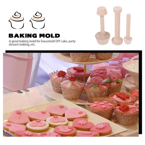 3 stk. Egg Tarteformer i Tre Non-stick Mini Små Pai Muffin Bakeform Bakeutstyr
