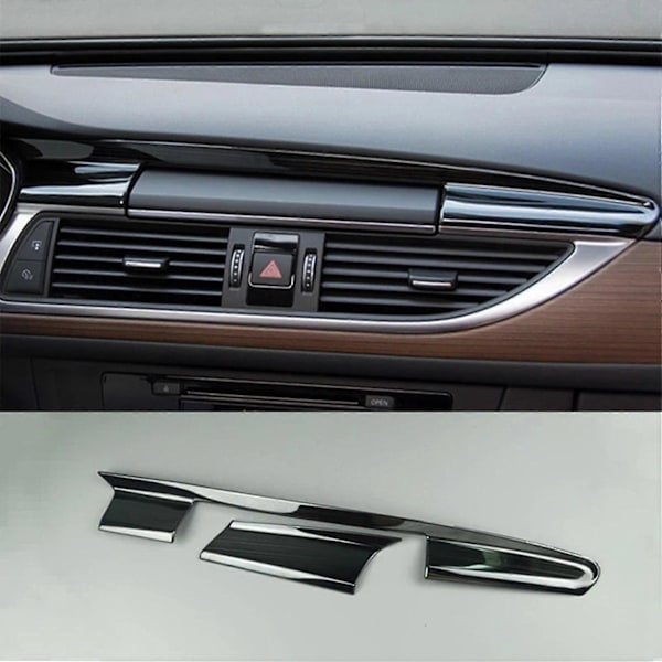 2 stk. Centerkonsol Instrumentbræt Navigationsdæksel Trim Strips Til A6 C7 2012-2018 Gloss Sort Rustfrit Stål