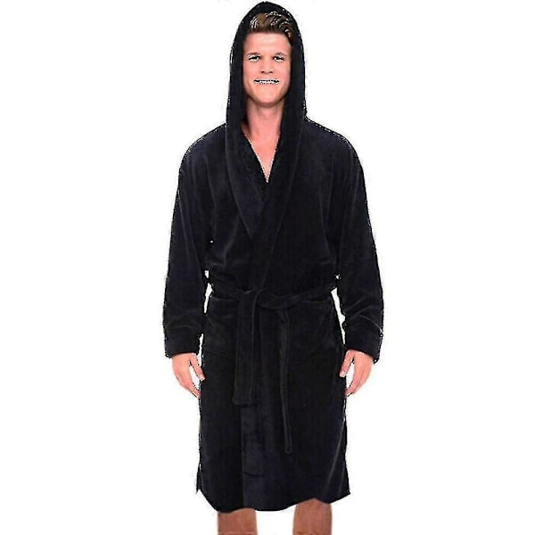 Miesten hupullinen kylpytakki Black 2XL