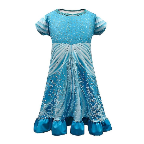 New Trend Girls Barn Sommar Kortärmad Klänning Cosplay Kostym Holiday Casual Midi-klänningar Blue 8-9 Years