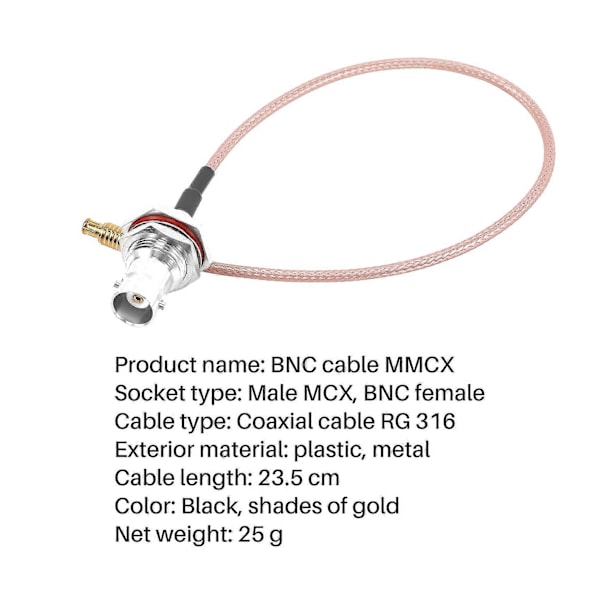 Mcx Han, Lav Dispersion 316 23,5 Cm, Hun Bnc Adapterkabel
