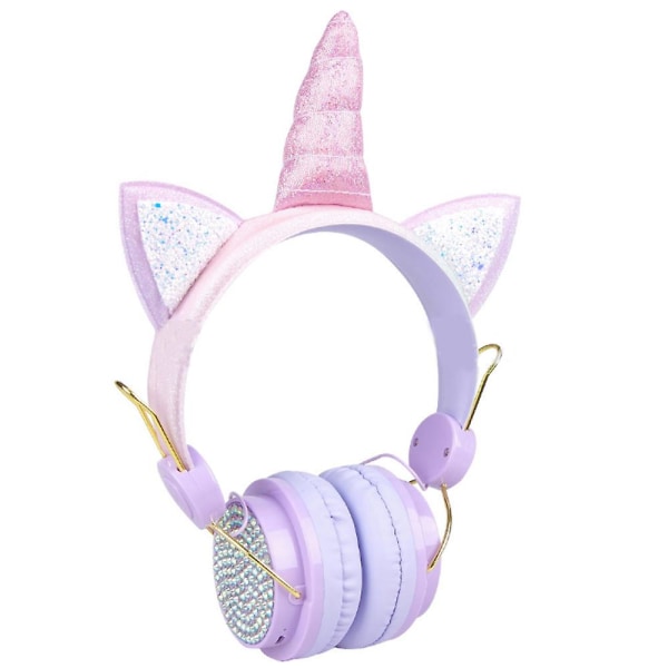 Hörlurar, trådlösa hörlurar Hörlurar Bluetooth hörlurar med justerbart pannband, Over On Ear-headset Purple