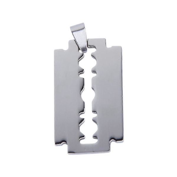 1 st Rakblad Titanstål Hänge Silverfärg Ca 3,8 X 2,3cm & 1 st Retro Läderhalsband för Män C