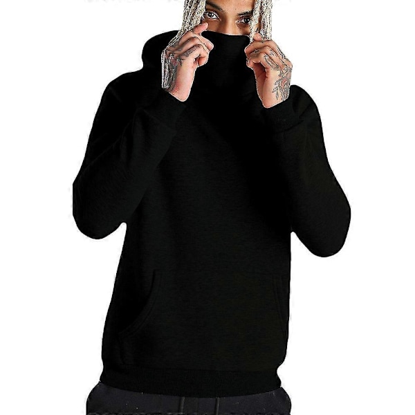 Herr Sport Hoodie Sweatshirt Snood Halsduk Pullover Biker Toppar