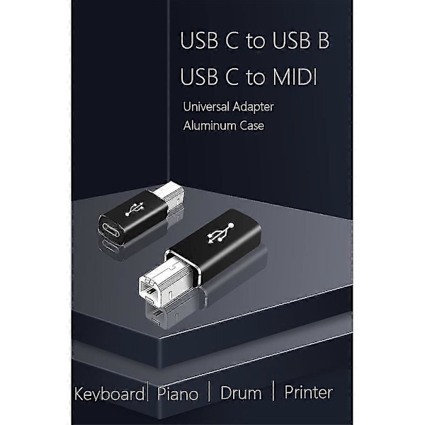4-pack USB C till USB B-adapter, Typ C till USB Midi-adapter Kompatibel Midi-kontroller, Midi-keyboard, ljudinterface, silvergrå