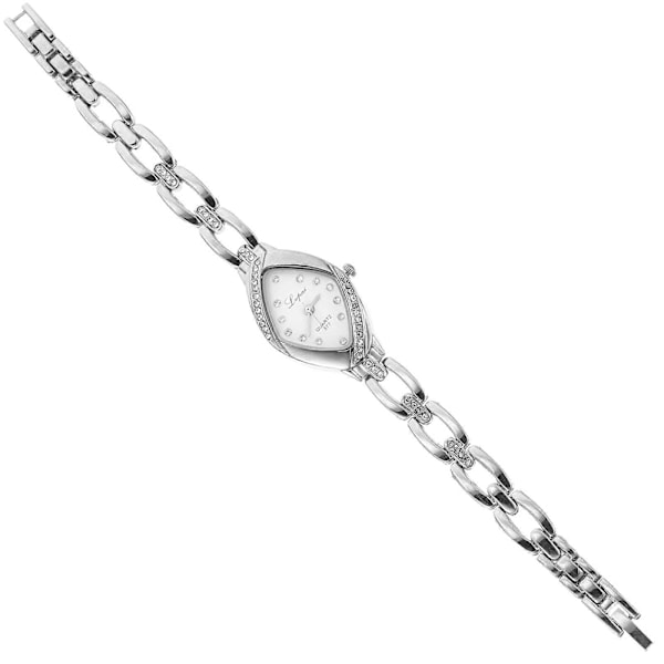 Lvpai P128 Dame Rhinestone Armbåndsure Stål Armbånd Analog Quartz (Sølv Hvid)