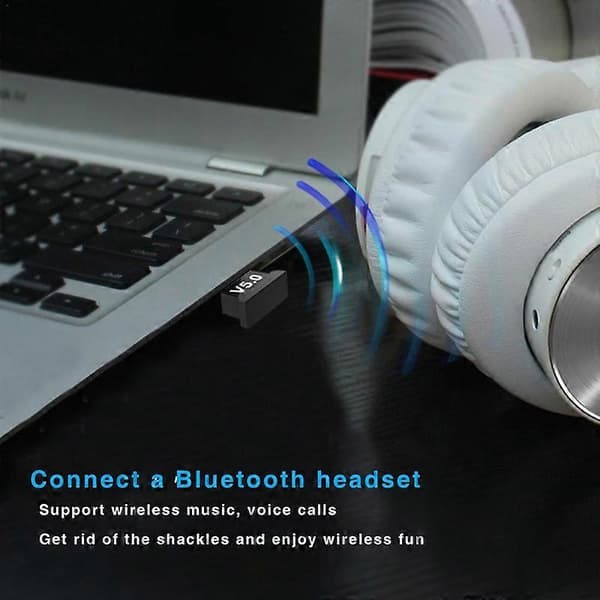 Mini Bluetooth-kompatibel 5.0 USB Trådløs Adapter Audio Mottaker Sender for PC Laptop Hodetelefoner