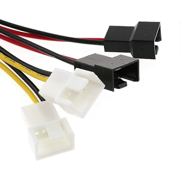 1kpl 4-nastainen Molex - 3-nastainen tuulettimen virtakaapelisovitinliitin tietokoneen jäähdytystuulettimen kaapelit 12v/5v Dc F
